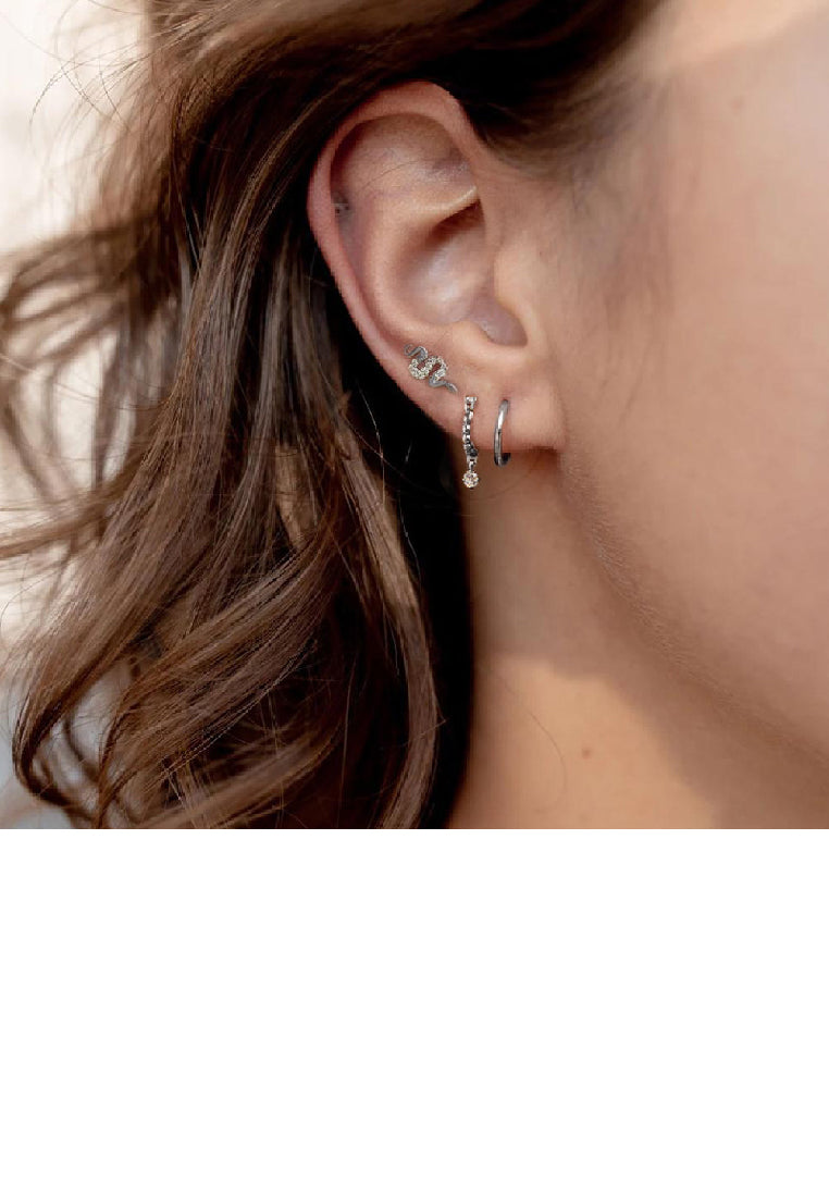 925 Sterling Silver Simple Personality Snake Stud Earrings with Cubic Zirconia - Luxurious Look