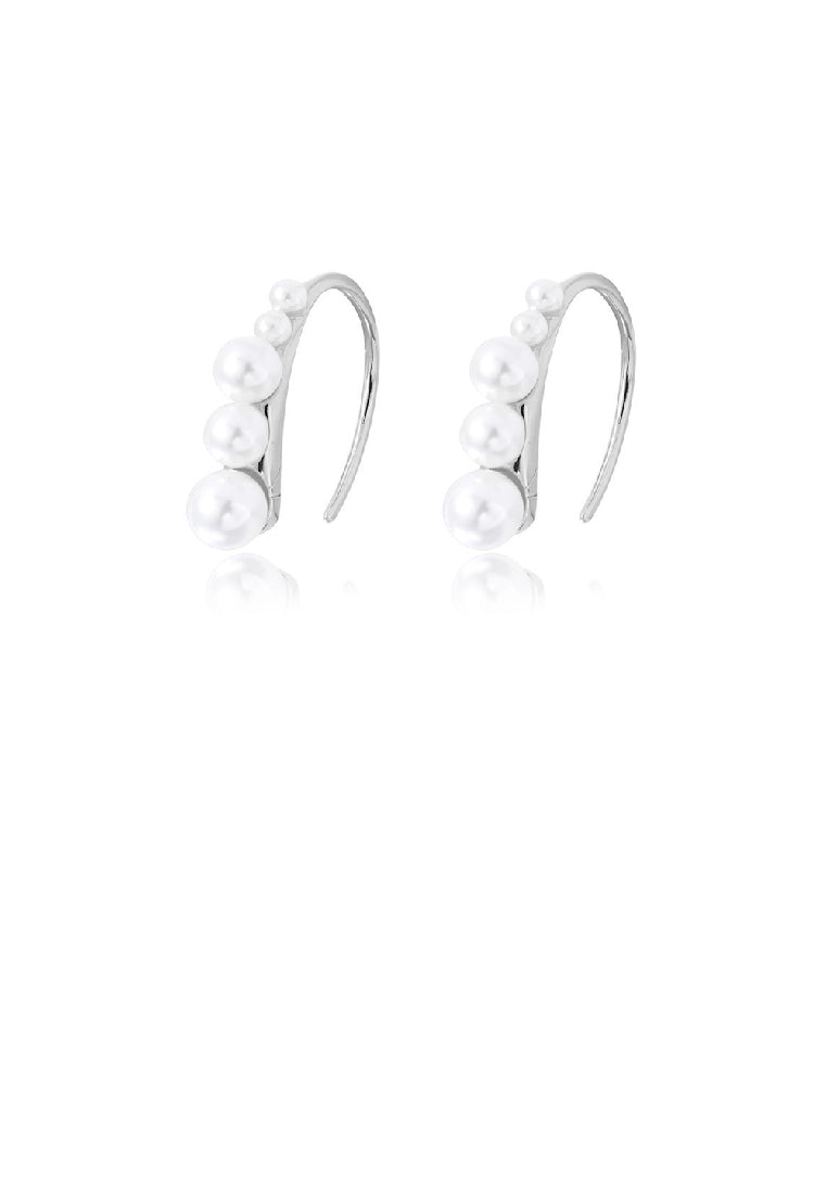 925 Sterling Silver Fashion Elegant Geometric Imitation Pearl Earrings - Luxurious Look