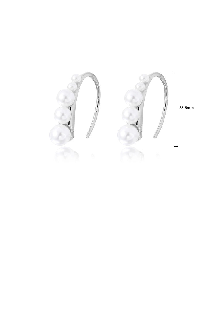 925 Sterling Silver Fashion Elegant Geometric Imitation Pearl Earrings - Luxurious Look