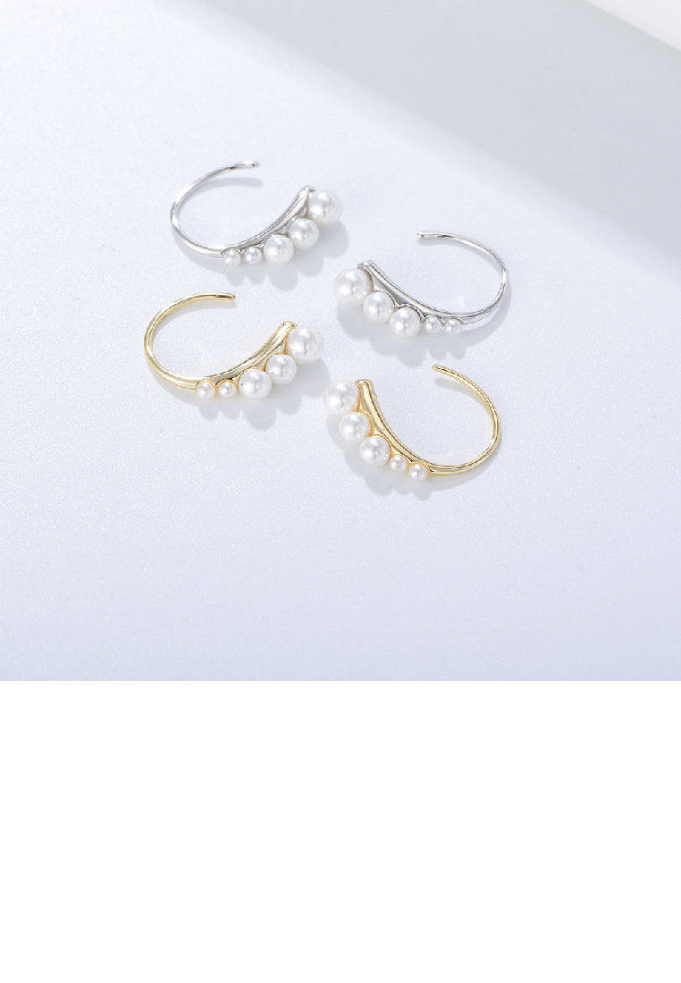 925 Sterling Silver Fashion Elegant Geometric Imitation Pearl Earrings - Luxurious Look