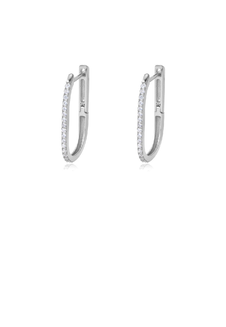 925 Sterling Silver Simple Temperament U-Shaped Geometric Earrings with Cubic Zirconia - Luxurious Look