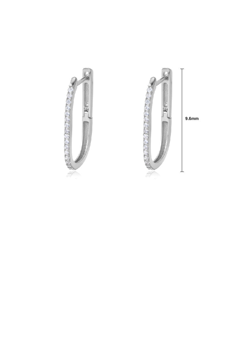 925 Sterling Silver Simple Temperament U-Shaped Geometric Earrings with Cubic Zirconia - Luxurious Look
