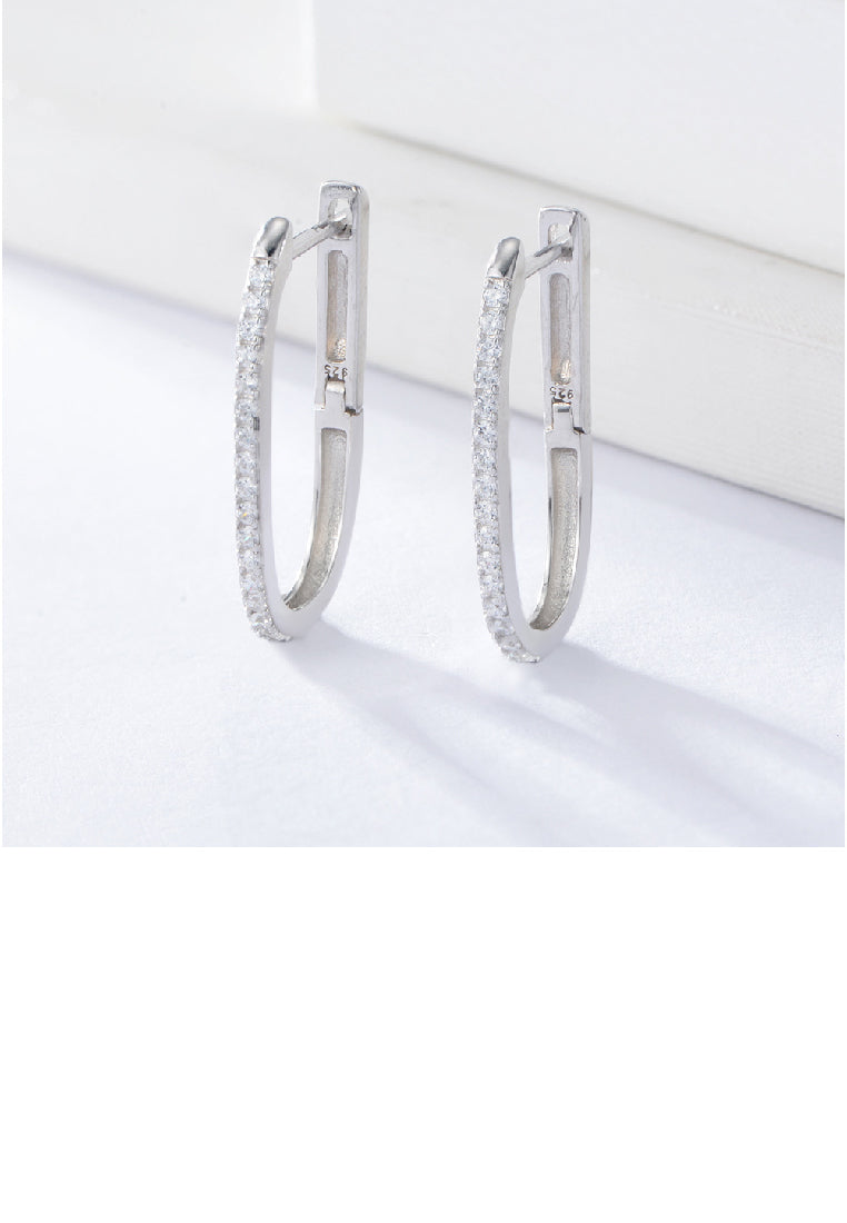 925 Sterling Silver Simple Temperament U-Shaped Geometric Earrings with Cubic Zirconia - Luxurious Look