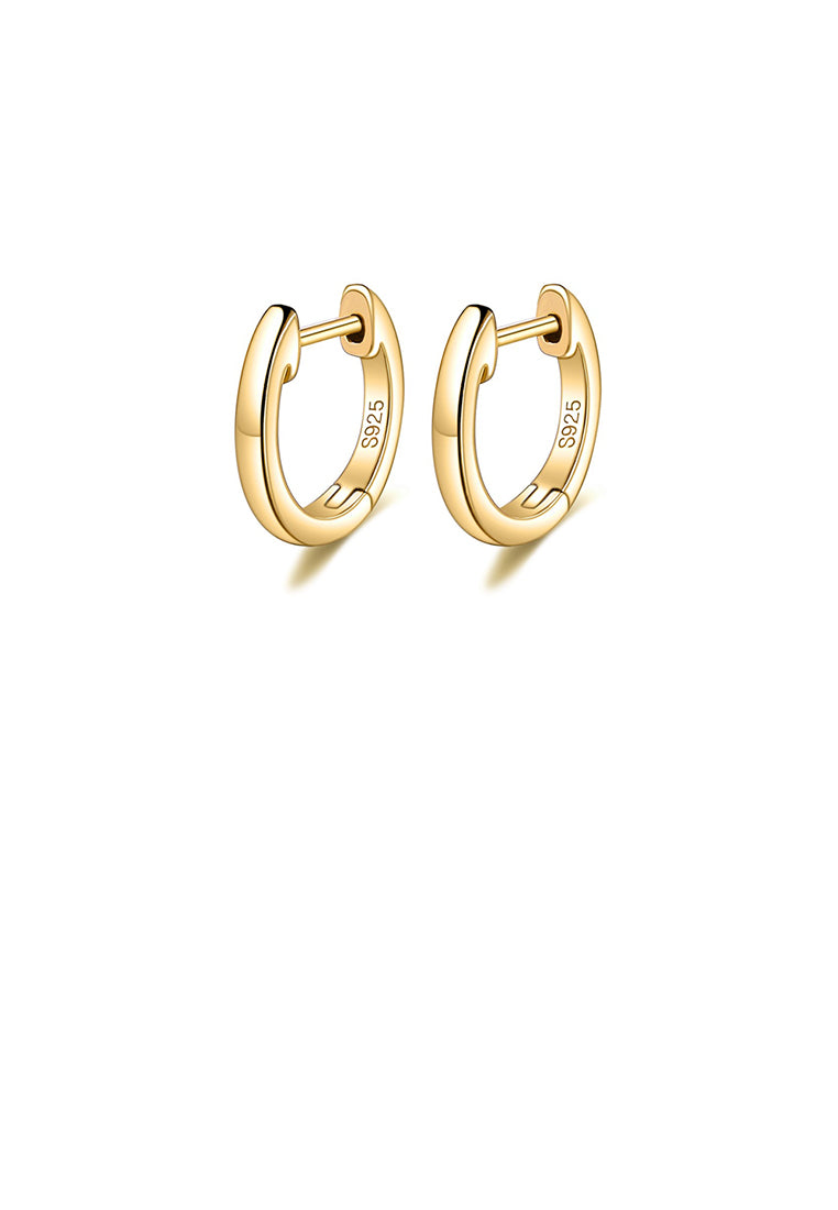 925 Sterling Silver Plated Gold Simple Temperament Geometric Circle Stud Earrings