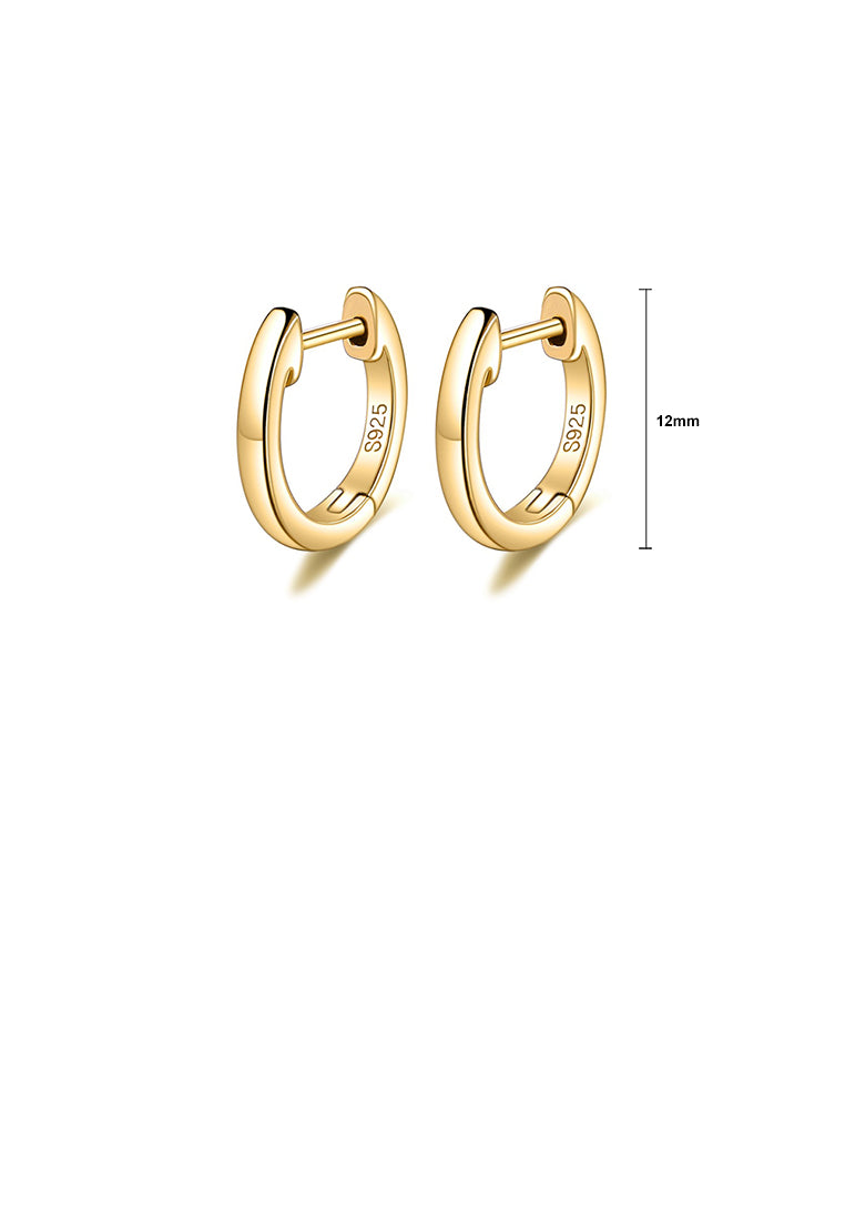 925 Sterling Silver Plated Gold Simple Temperament Geometric Circle Stud Earrings