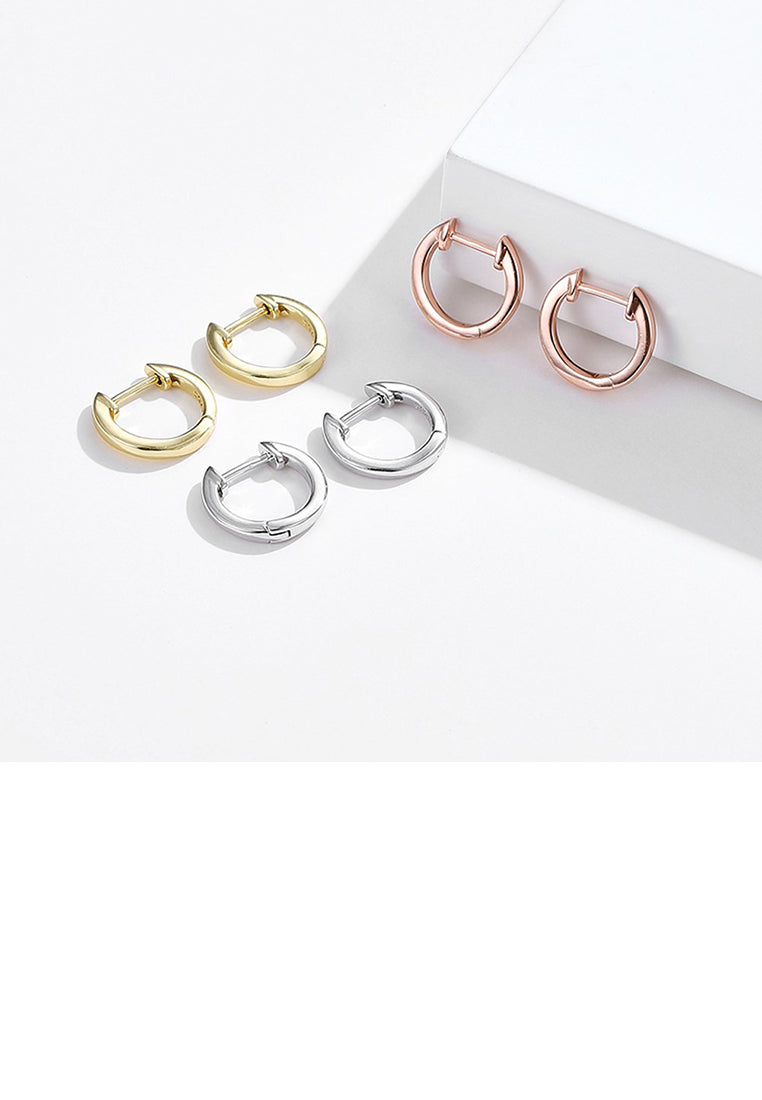 925 Sterling Silver Plated Gold Simple Temperament Geometric Circle Stud Earrings