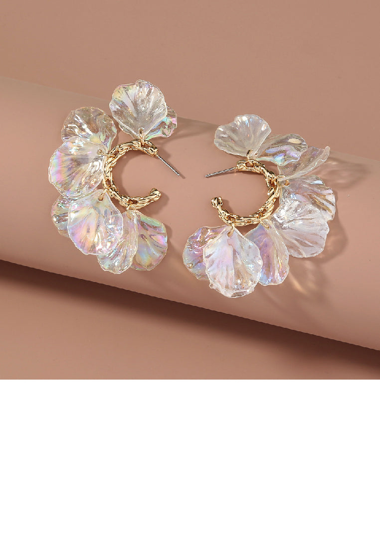 Fashion Temperament Plated Gold Geometric Circle Petal Earrings