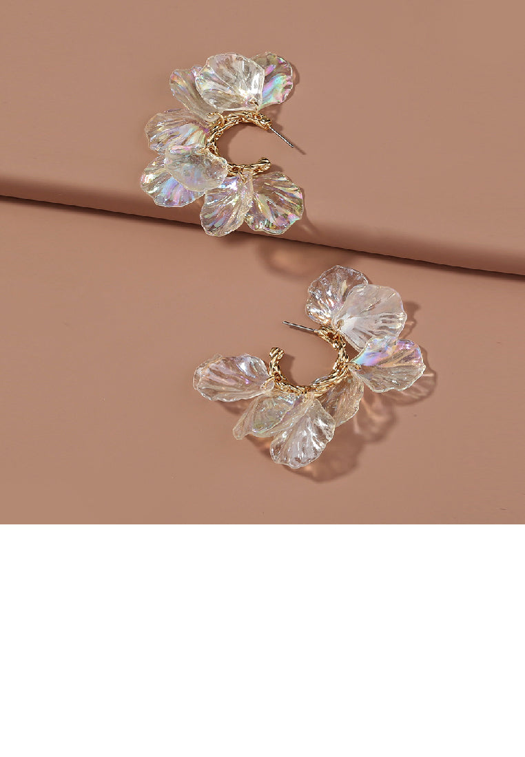 Fashion Temperament Plated Gold Geometric Circle Petal Earrings