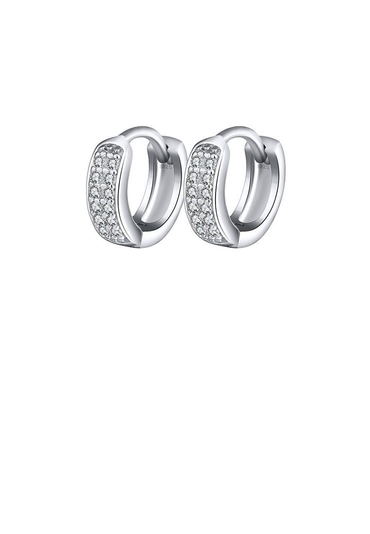 925 Sterling Silver Fashion Elegant Geometric Circle Stud Earrings with Cubic Zirconia - Luxurious Look