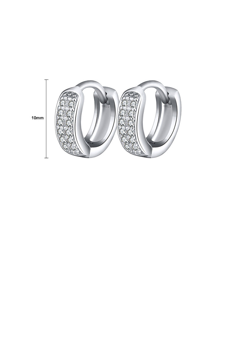 925 Sterling Silver Fashion Elegant Geometric Circle Stud Earrings with Cubic Zirconia - Luxurious Look