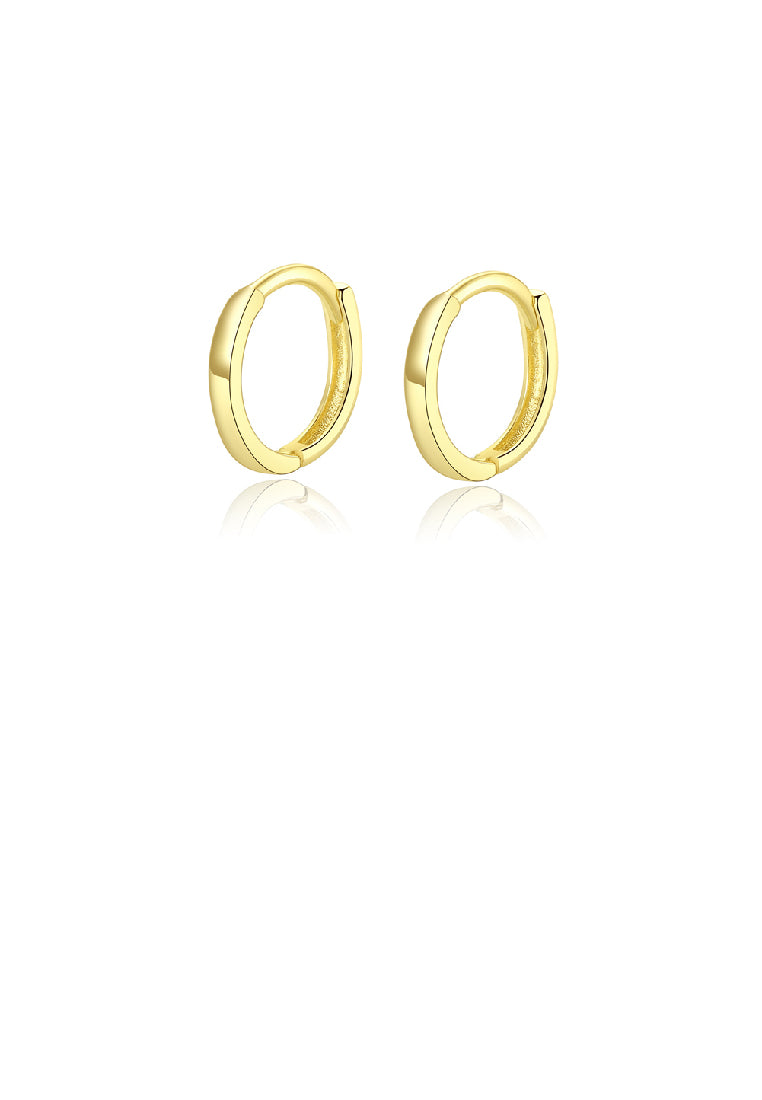 925 Sterling Silver Plated Gold Simple Fashion Geometric Circle Stud Earrings