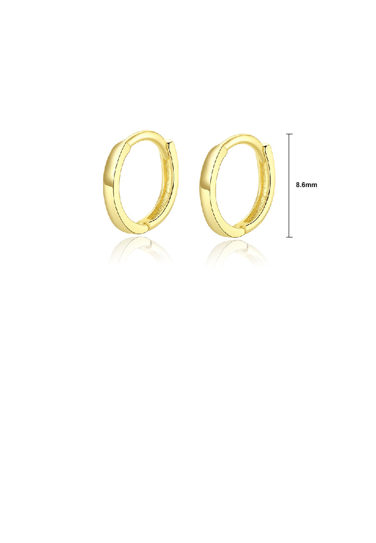 925 Sterling Silver Plated Gold Simple Fashion Geometric Circle Stud Earrings