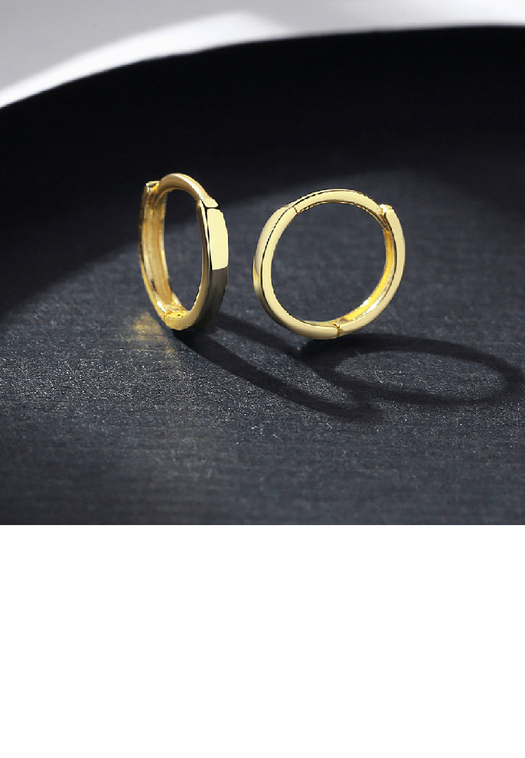 925 Sterling Silver Plated Gold Simple Fashion Geometric Circle Stud Earrings