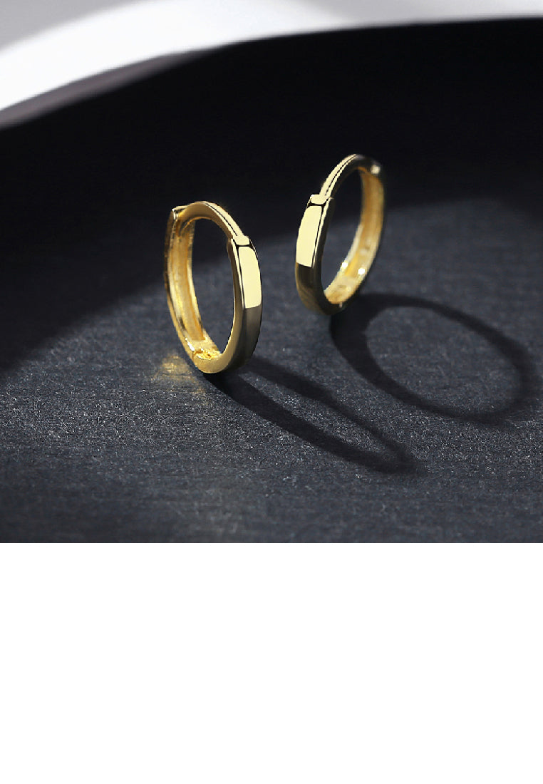 925 Sterling Silver Plated Gold Simple Fashion Geometric Circle Stud Earrings