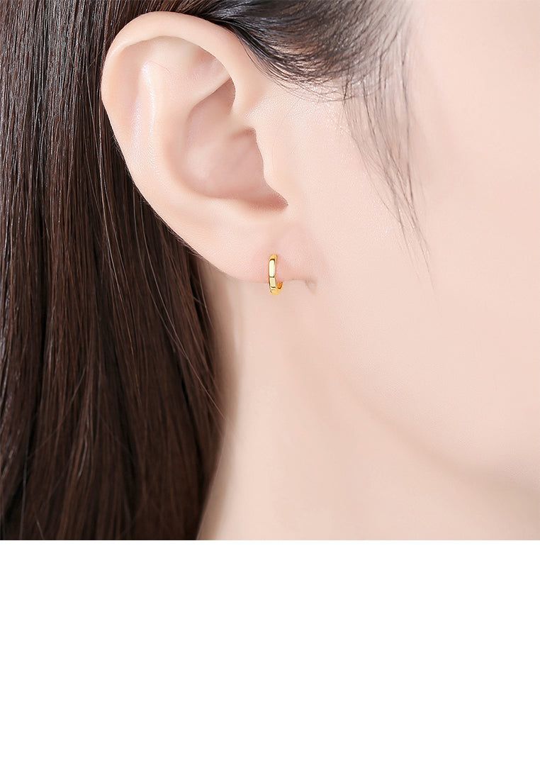 925 Sterling Silver Plated Gold Simple Fashion Geometric Circle Stud Earrings