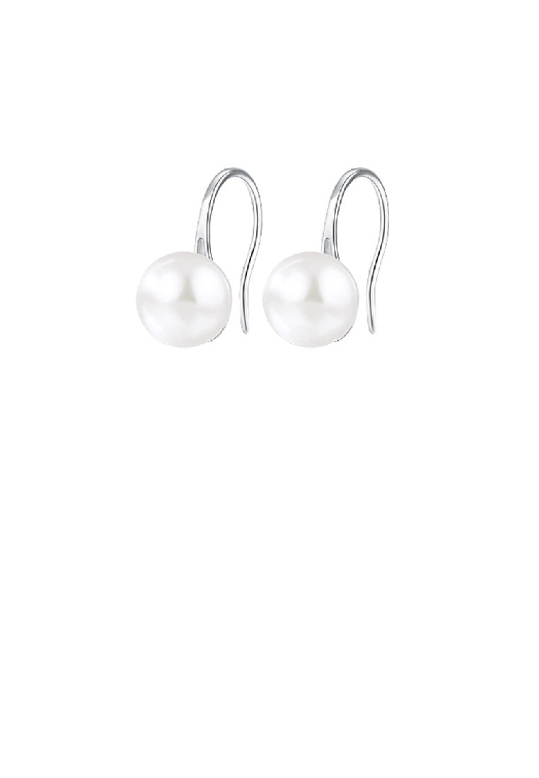 925 Sterling Silver Simple Fashion Geometric Freshwater Pearl Earrings - Luxurious Look