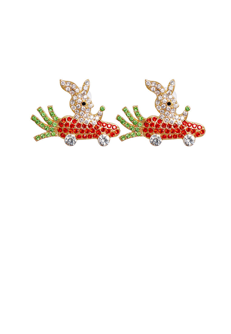 Fashion and Creative Plated Gold Rabbit Carrot Stud Earrings with Cubic Zirconia - Luxurious Look