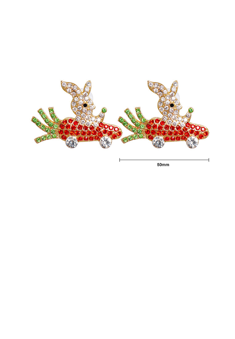 Fashion and Creative Plated Gold Rabbit Carrot Stud Earrings with Cubic Zirconia - Luxurious Look