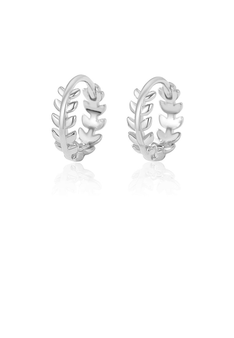925 Sterling Silver Simple and Fashion Olive Leaf Geometric Earrings