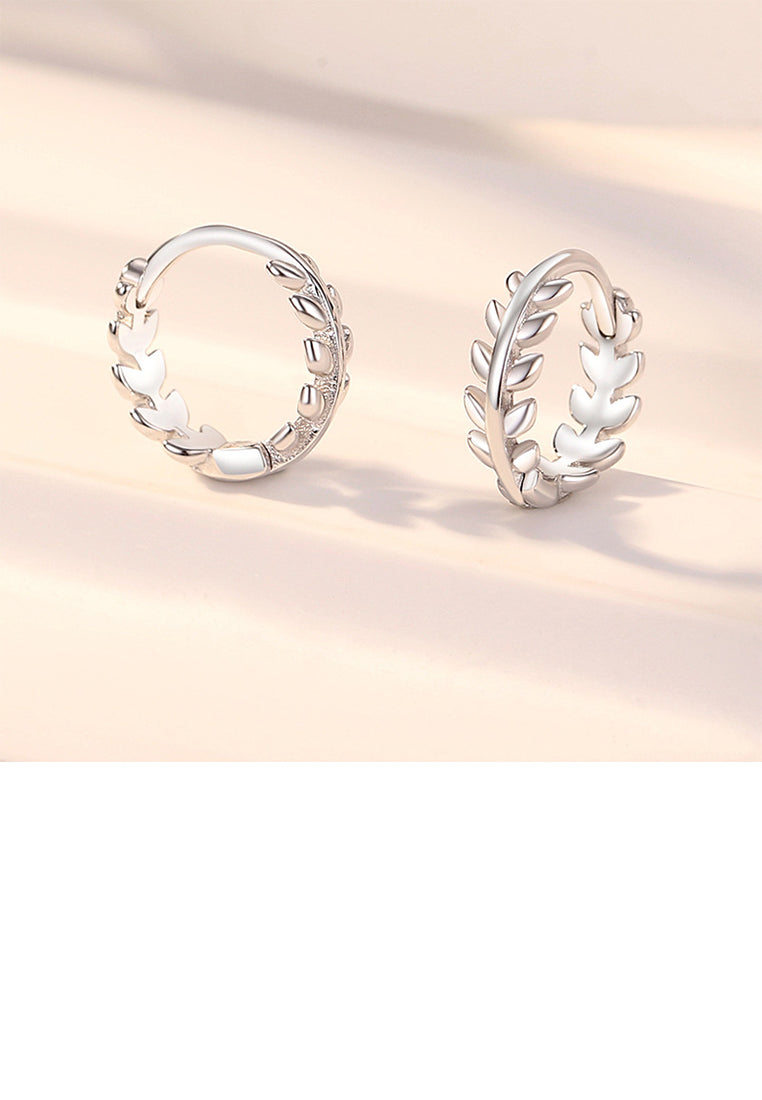 925 Sterling Silver Simple and Fashion Olive Leaf Geometric Earrings