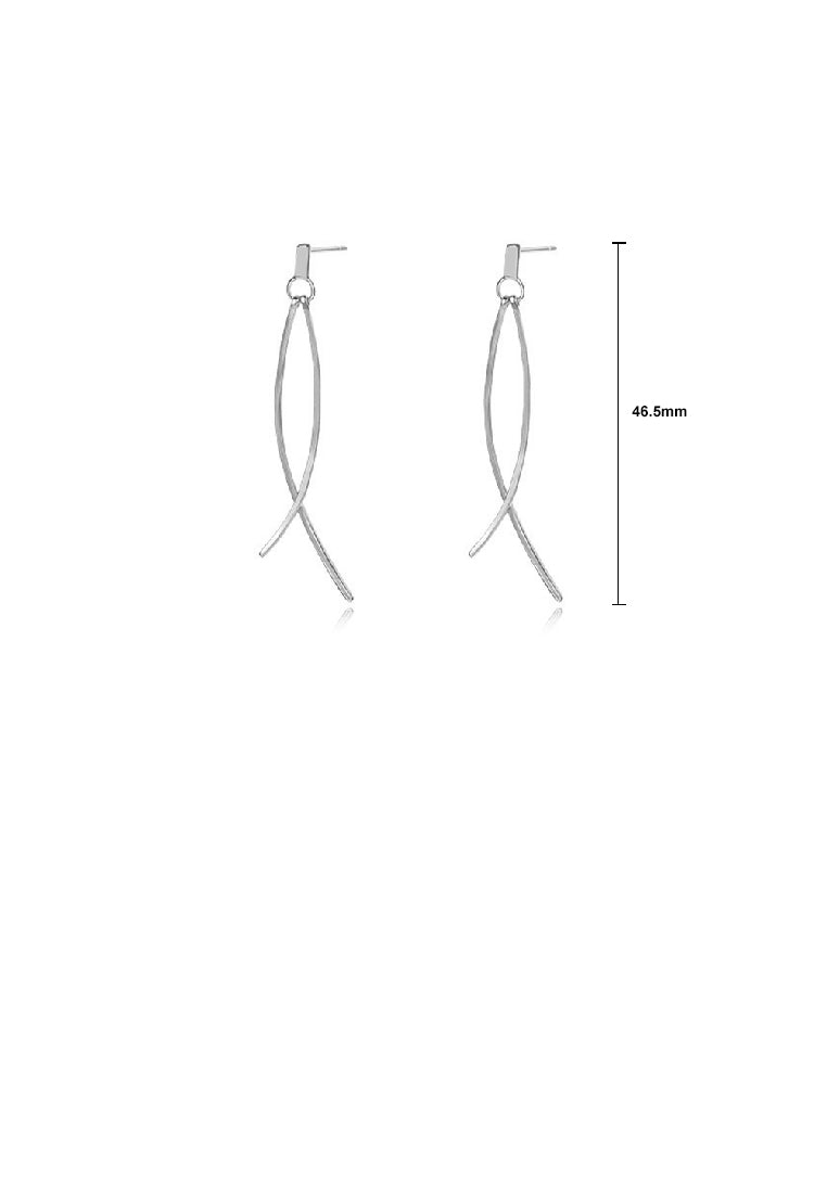 925 Sterling Silver Fashion Simple Line Cross Long Earrings