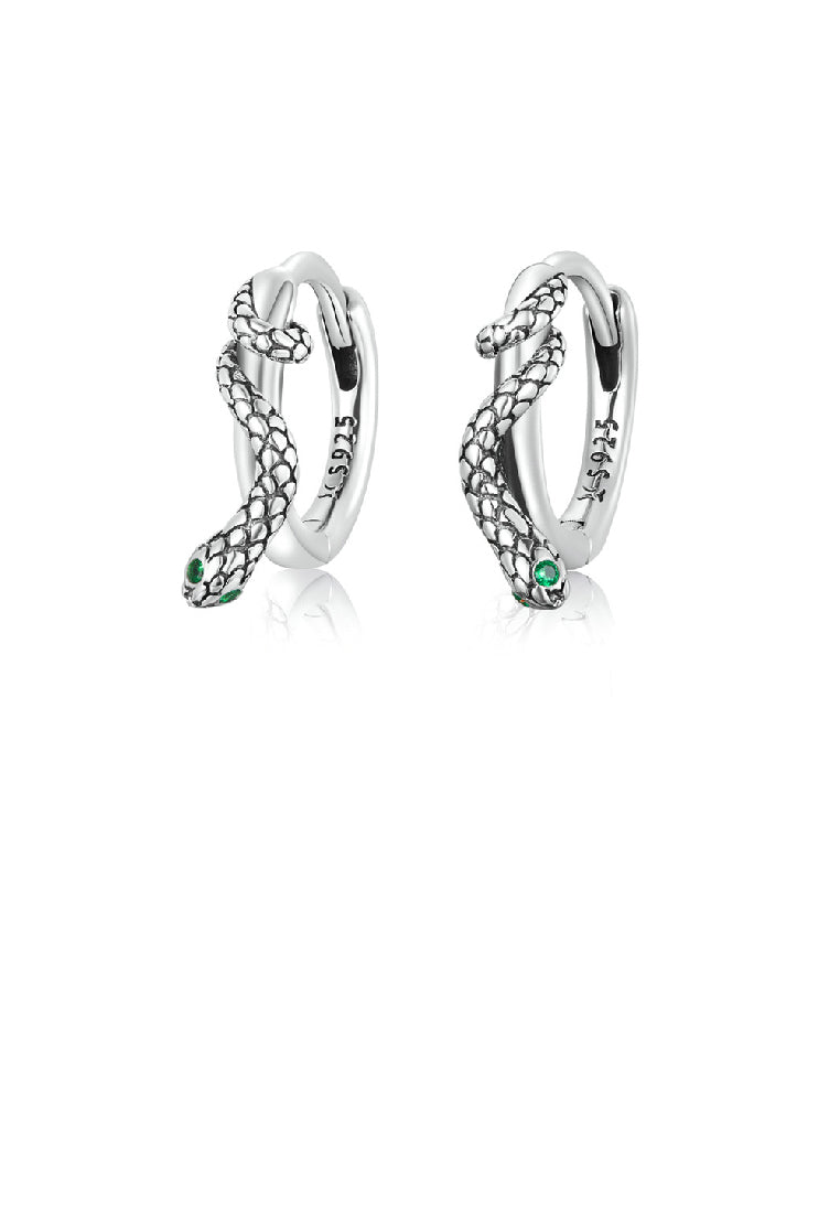 925 Sterling Silver Fashion Personality Snake Geometric Earrings with Cubic Zirconia - Luxurious Look