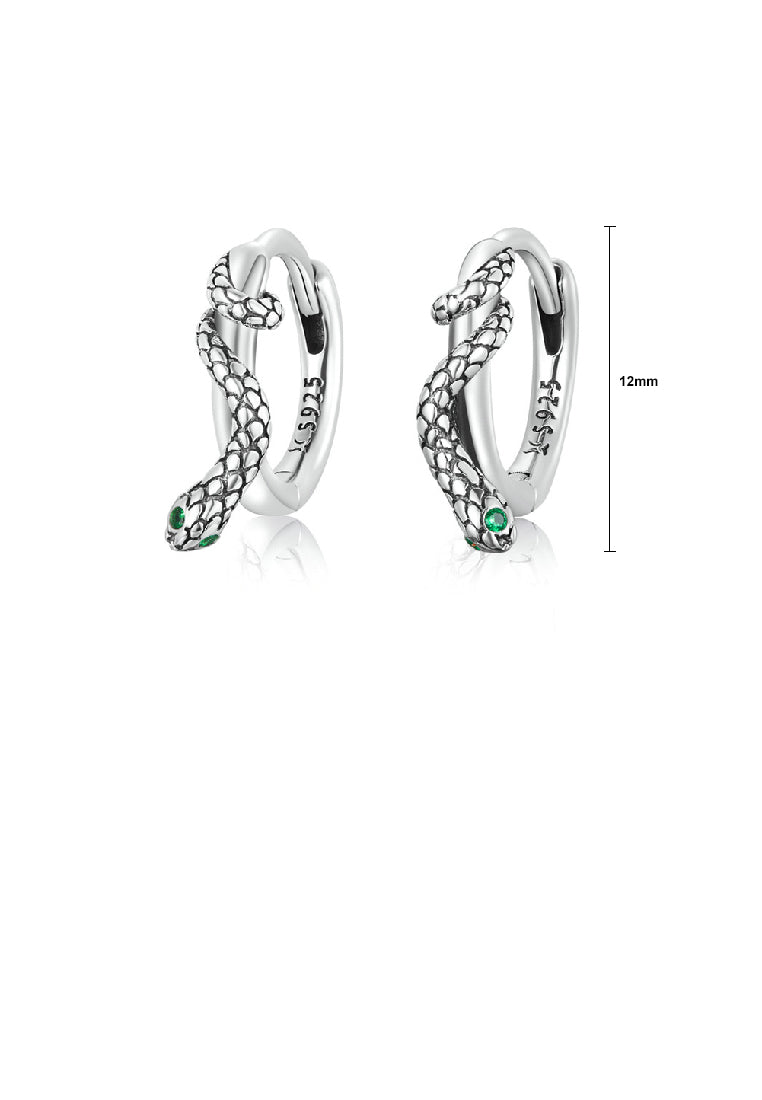 925 Sterling Silver Fashion Personality Snake Geometric Earrings with Cubic Zirconia - Luxurious Look