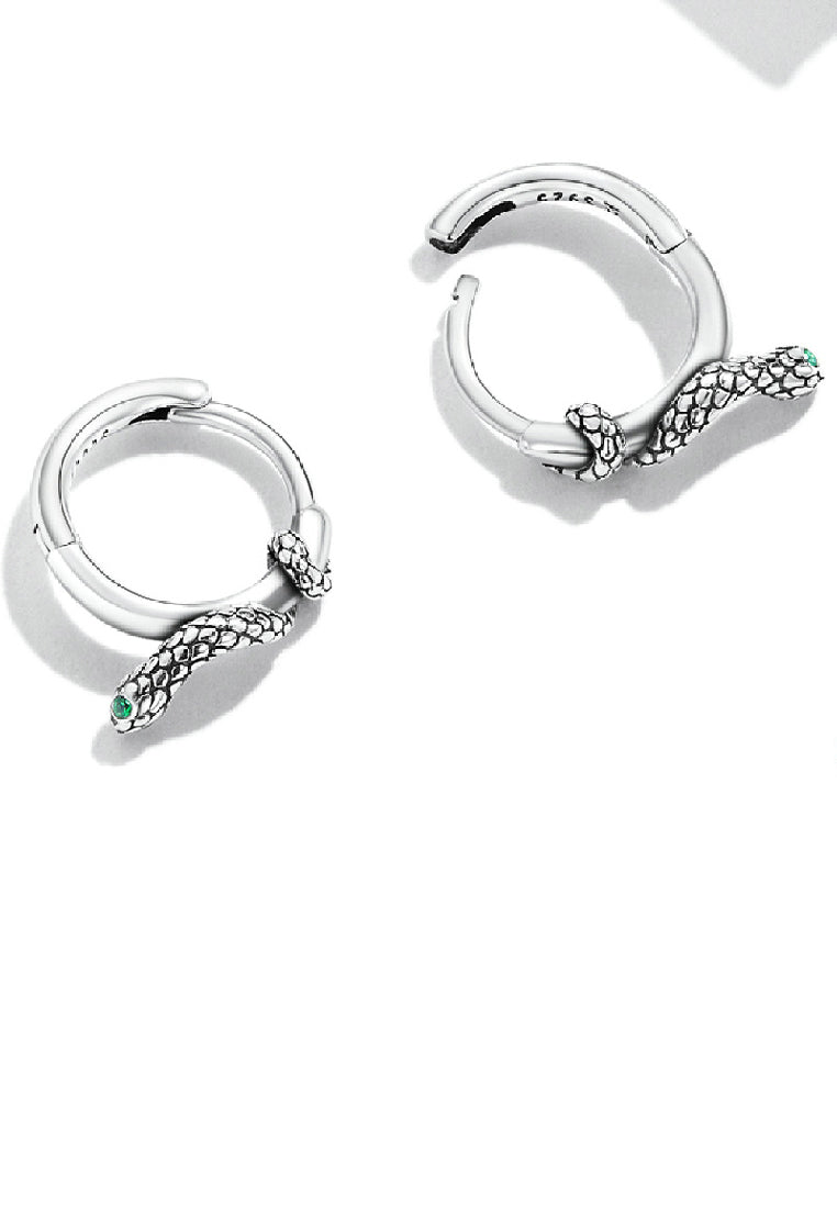 925 Sterling Silver Fashion Personality Snake Geometric Earrings with Cubic Zirconia - Luxurious Look