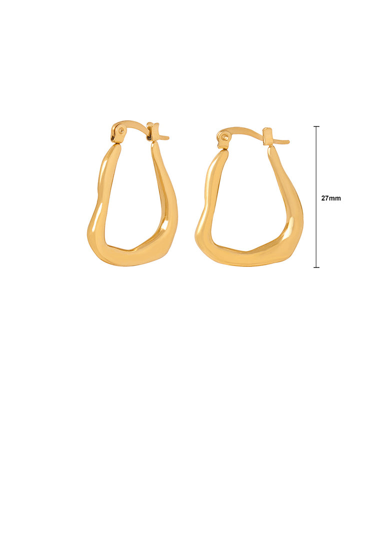 Simple and Personalized Plated Gold 316L Stainless Steel Irregular Hollow Geometric Earrings