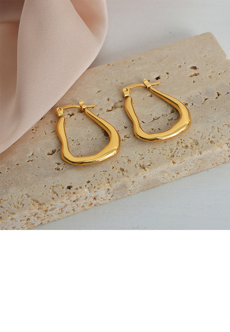 Simple and Personalized Plated Gold 316L Stainless Steel Irregular Hollow Geometric Earrings