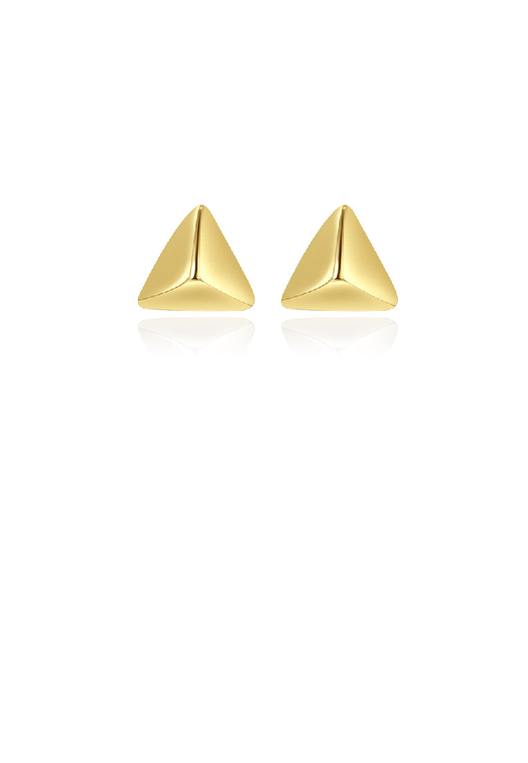 925 Sterling Silver Plated Gold Simple and Exquisite Three-dimensional Triangle Stud Earrings