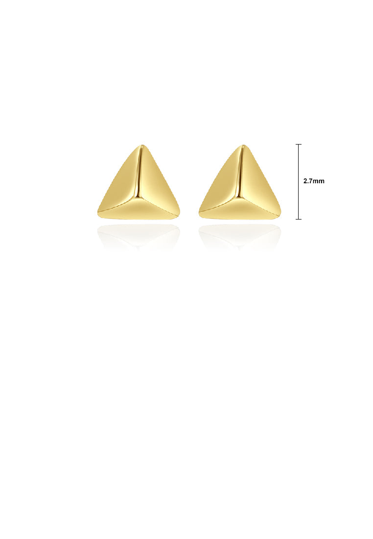 925 Sterling Silver Plated Gold Simple and Exquisite Three-dimensional Triangle Stud Earrings