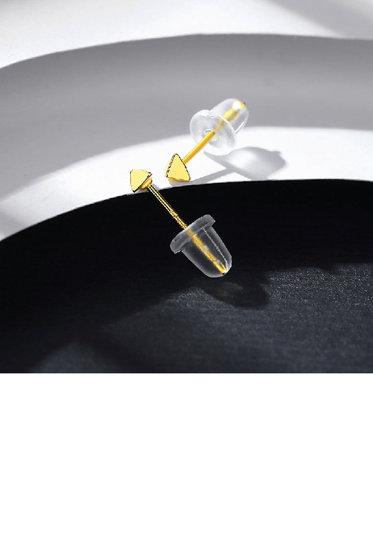 925 Sterling Silver Plated Gold Simple and Exquisite Three-dimensional Triangle Stud Earrings