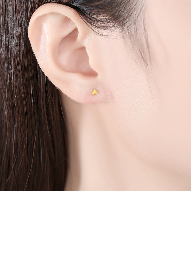 925 Sterling Silver Plated Gold Simple and Exquisite Three-dimensional Triangle Stud Earrings