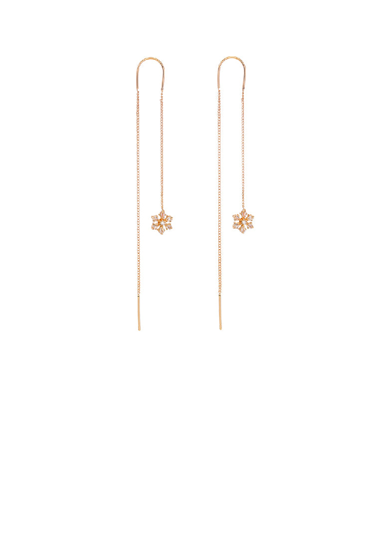 Fashion Simple Plated Gold Star Tassel Earrings with Cubic Zirconia - Luxurious Look