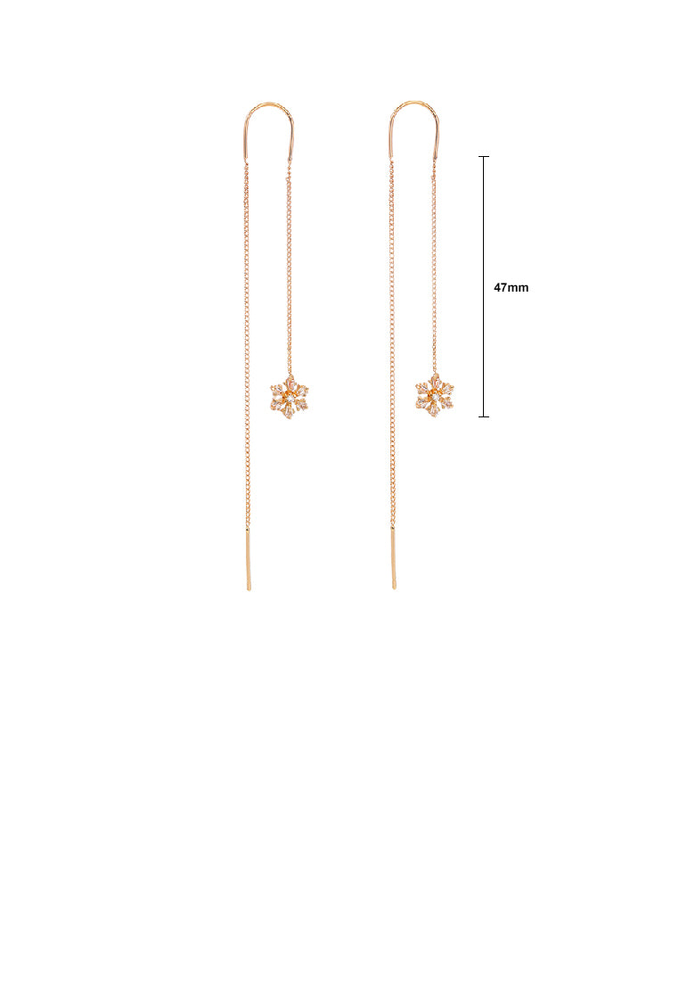 Fashion Simple Plated Gold Star Tassel Earrings with Cubic Zirconia - Luxurious Look