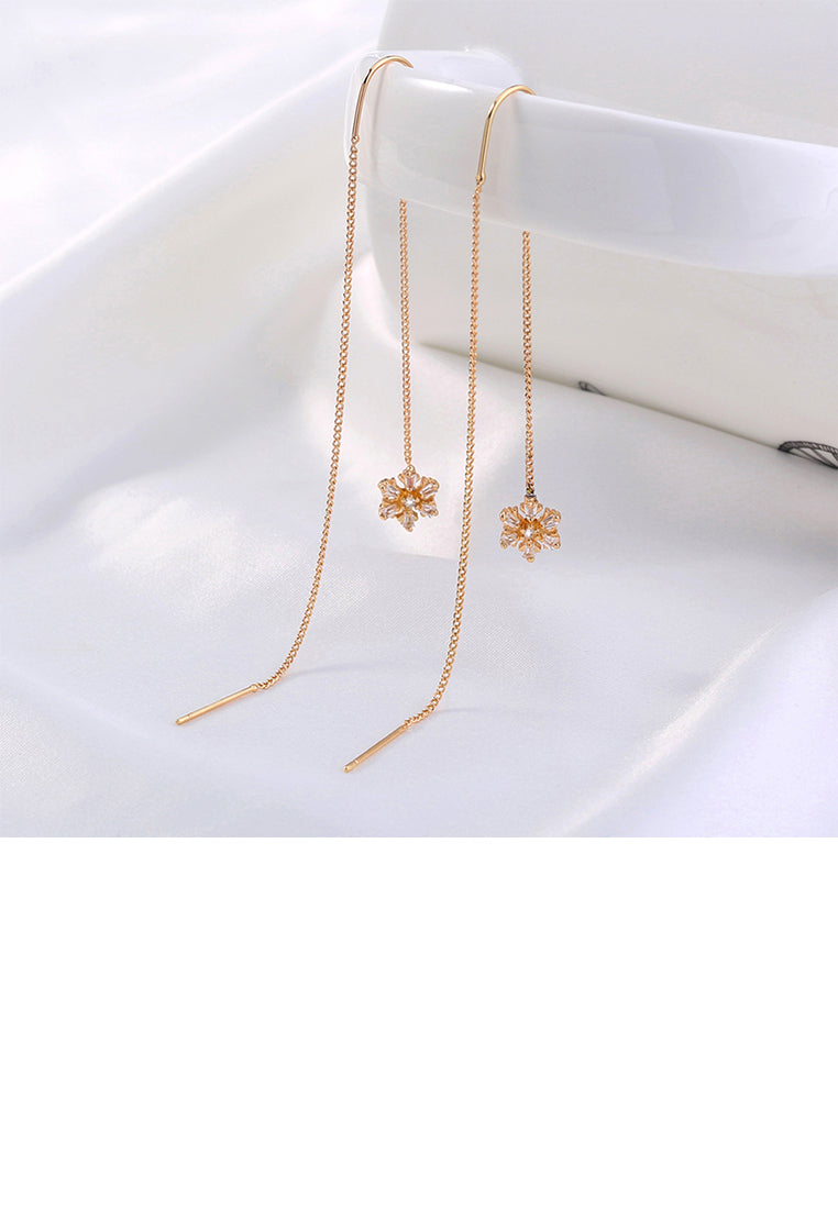 Fashion Simple Plated Gold Star Tassel Earrings with Cubic Zirconia - Luxurious Look