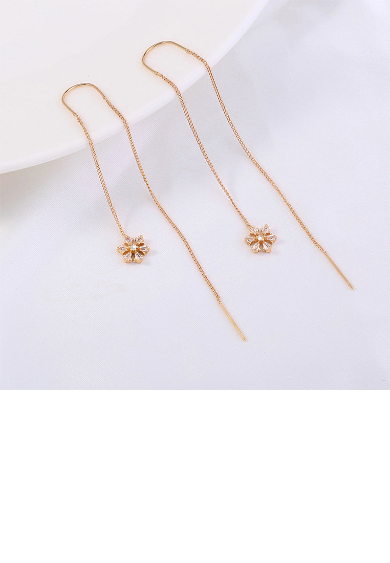Fashion Simple Plated Gold Star Tassel Earrings with Cubic Zirconia - Luxurious Look