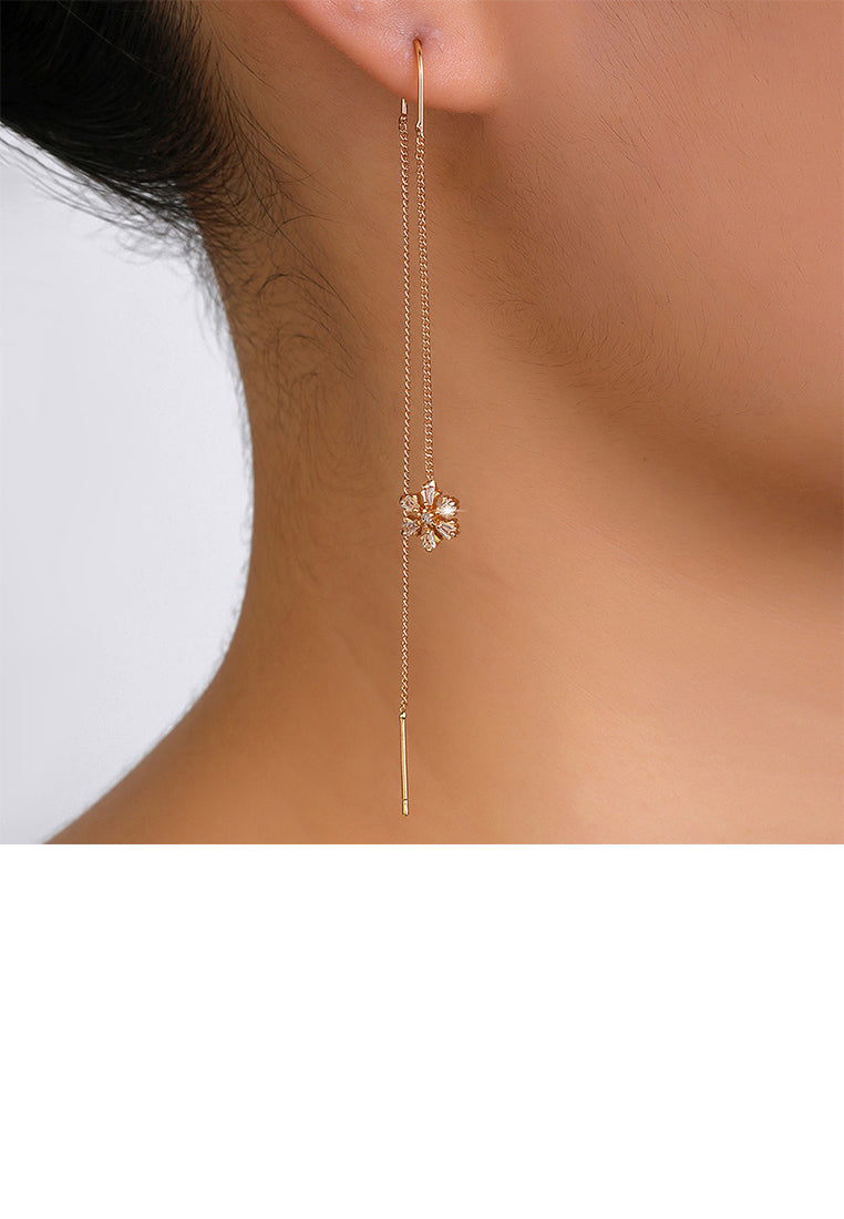 Fashion Simple Plated Gold Star Tassel Earrings with Cubic Zirconia - Luxurious Look