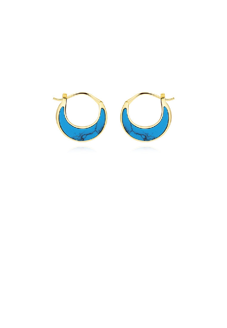 925 Sterling Silver Plated Gold Simple Fashion Moon Turquoise Geometric Earrings