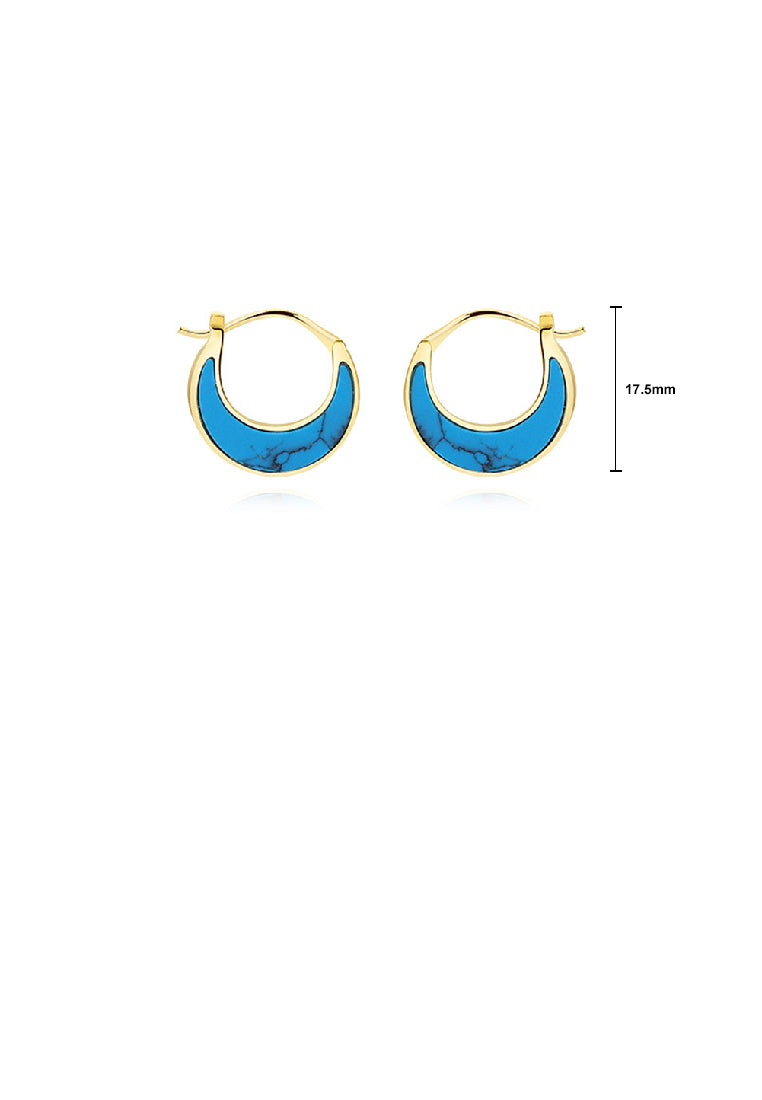 925 Sterling Silver Plated Gold Simple Fashion Moon Turquoise Geometric Earrings