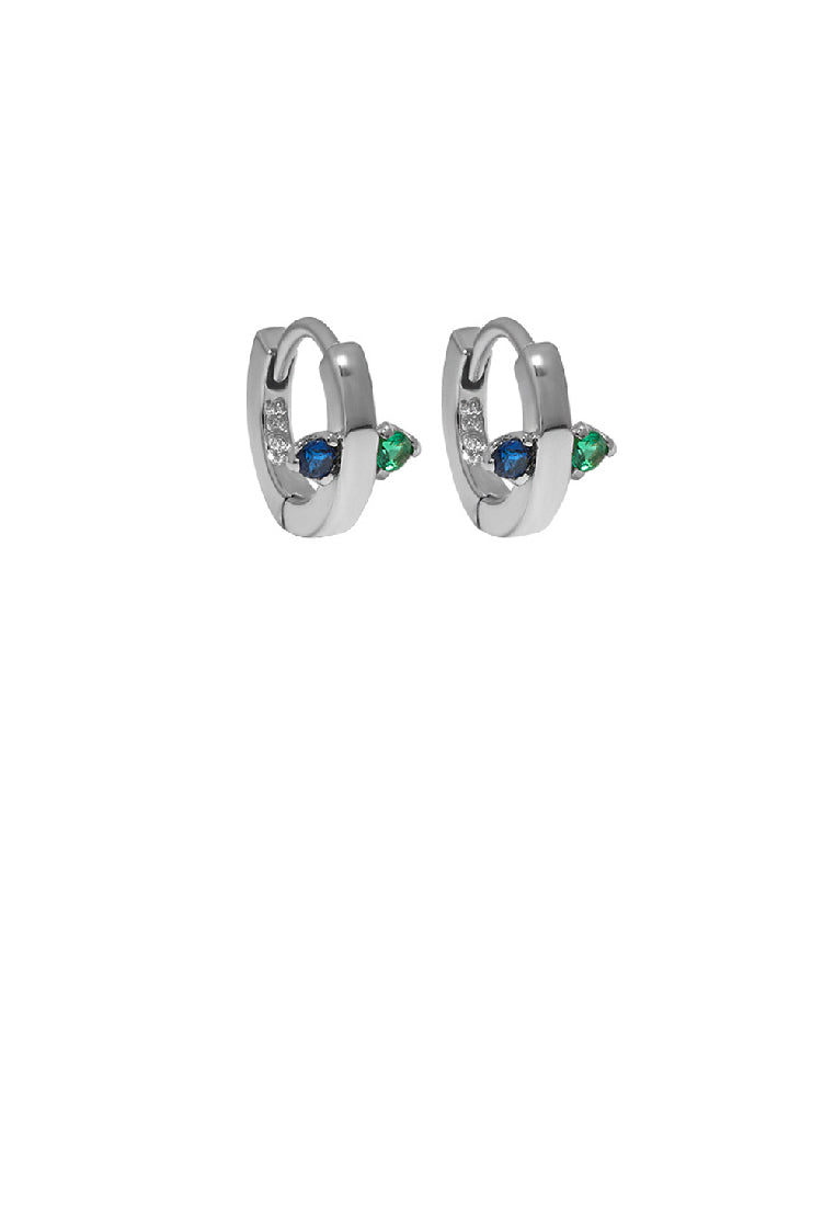 925 Sterling Silver Simple Personality Geometric Round Stud Earrings with Cubic Zirconia - Luxurious Look