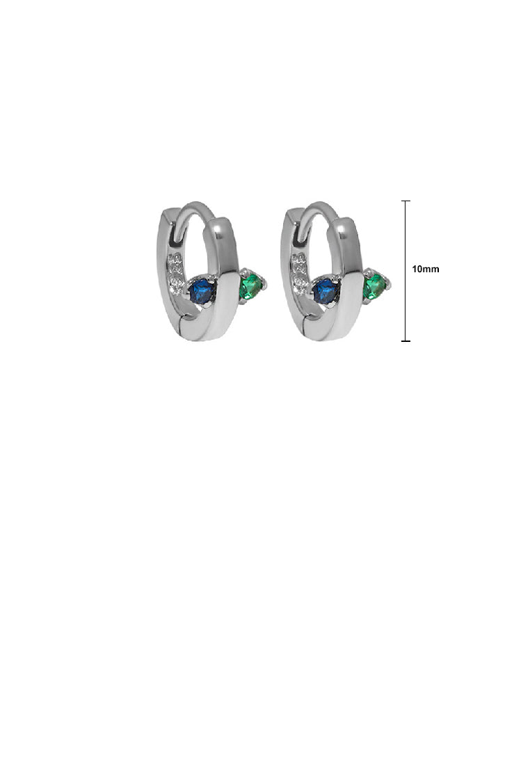 925 Sterling Silver Simple Personality Geometric Round Stud Earrings with Cubic Zirconia - Luxurious Look