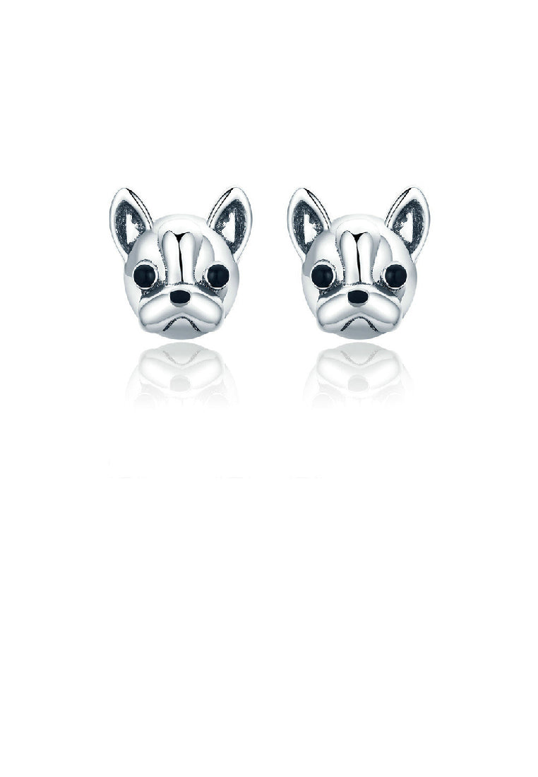 925 Sterling Silver Simple and Cute French Bulldog Dog Stud Earrings