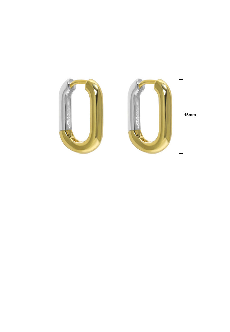 925 Sterling Silver Plated Gold Simple Fashion Two Tone U-Shape Geometric Earrings