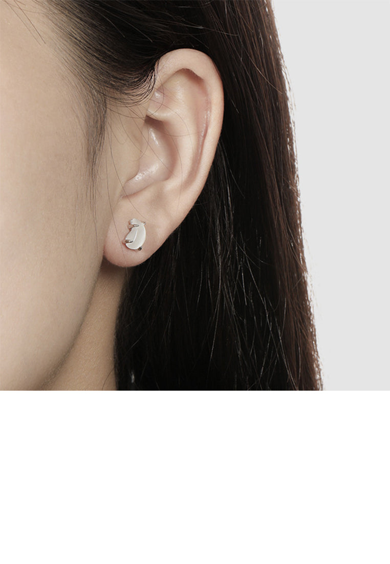 925 Sterling Silver Simple Fashion Water Drop Shape Geometric Opal Stud Earrings