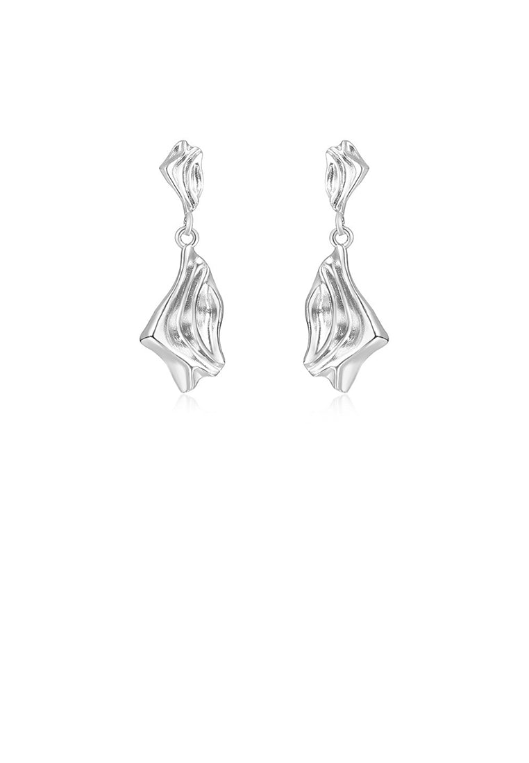 925 Sterling Silver Simple Personality Irregular Pleated Geometric Earrings