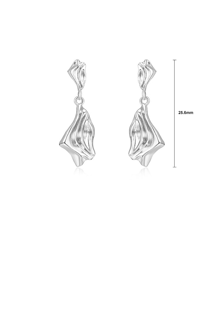 925 Sterling Silver Simple Personality Irregular Pleated Geometric Earrings