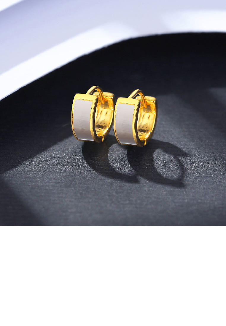 925 Sterling Silver Plated Gold Simple Fashion Geometric Wide Circle Shell Earrings