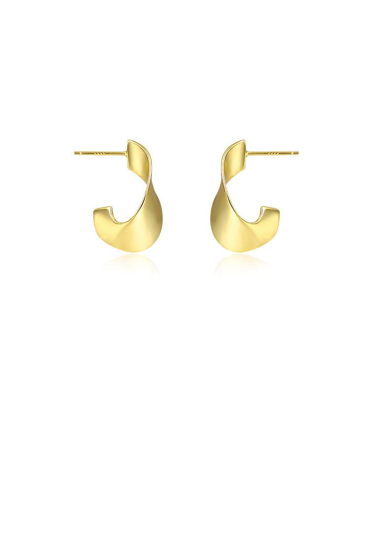 925 Sterling Silver Plated Gold Simple Personality Twisted Irregular Geometric Stud Earrings